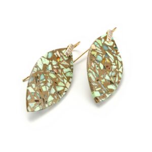 Kaleido Ohrhänger mit Brillanten und Zitronenchrysopras Matrix