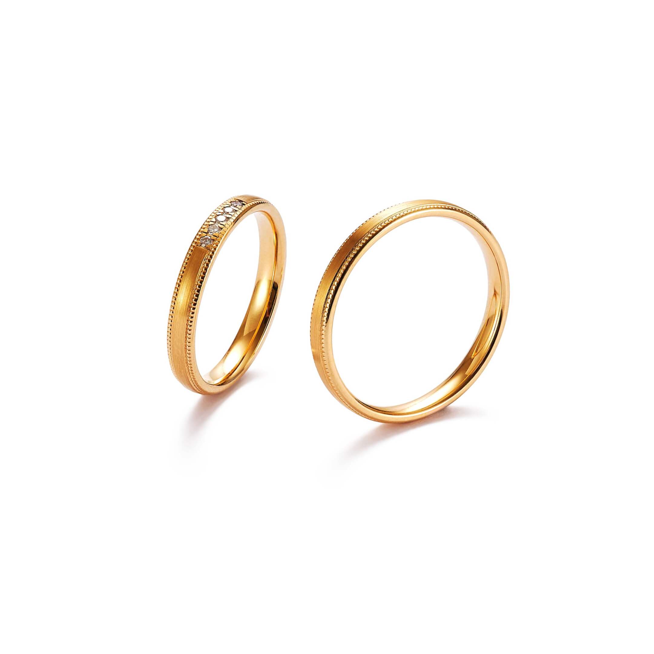 Trauringe in Roségold mit Millegriff Muster