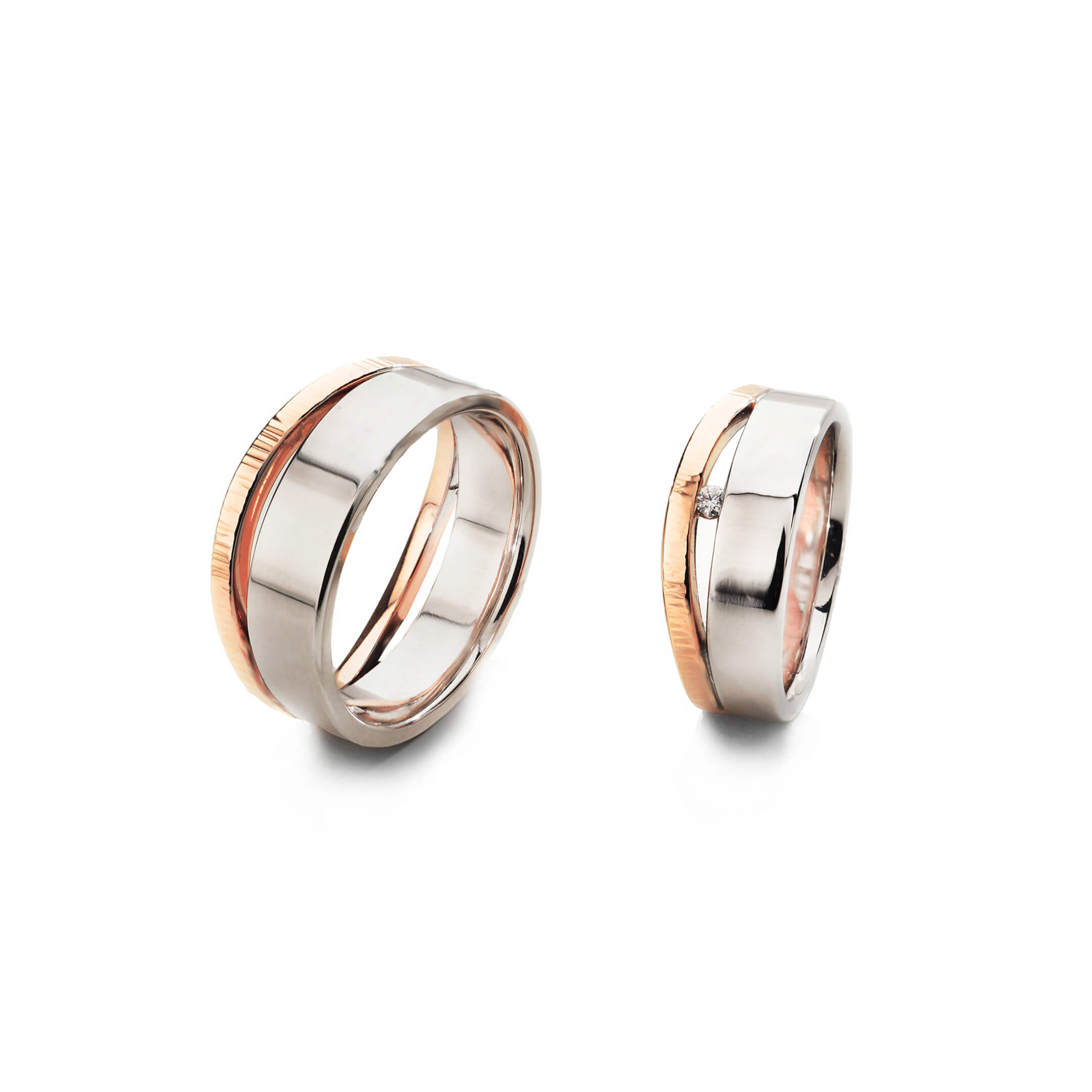 Trauringe in Weiss- und Rotgold
