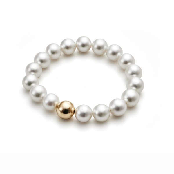Südsee Zuchtperlen Armband mit Gelbgold Kugel