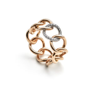 Elements Ring in Rosé- und Weissgold, Oesen geschwungen mit Brillanten