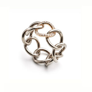 Elements Ring in Weiss-und Roségold, Oesen geschwungen mit Brillanten