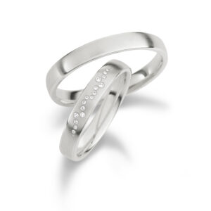 Trauringe in Weissgold mit polierter Oberfläche